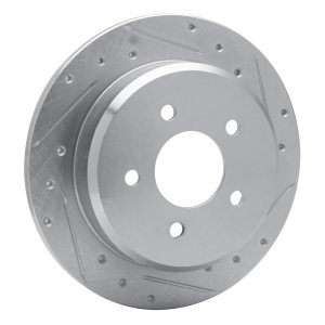 Ford Crown Victoria Brake Rotor (1) - Rear Right - R1 Concepts - Drilled & Slotted - Silver - `96-`02